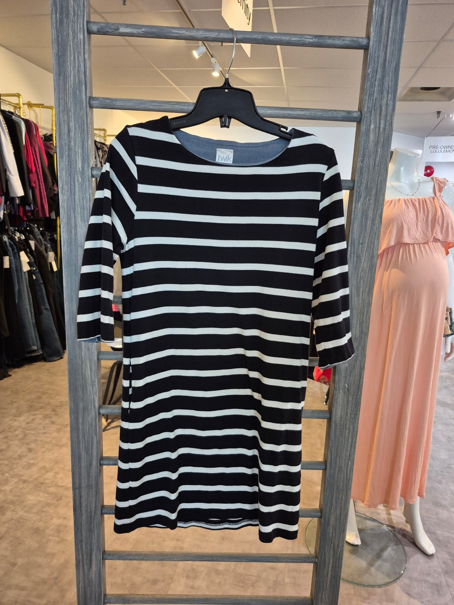 Twik By Simons Black With White Stripe Dress Size Large