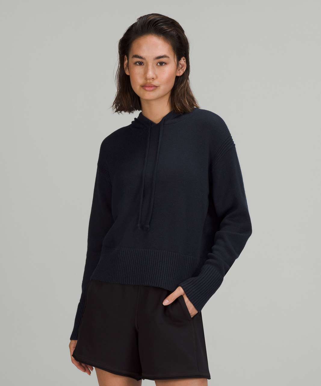 Lululemon Double Knit Sweater Hoodie In Heathered True Navy Size XS/S
