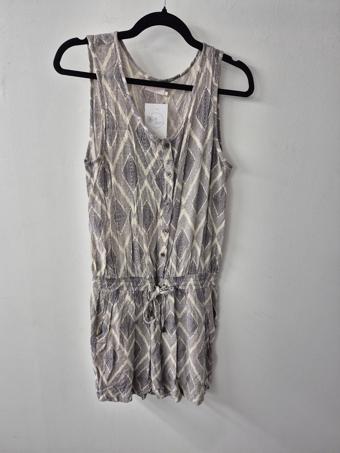 Kaffe Buttoned Front-Tie Romper Size Medium