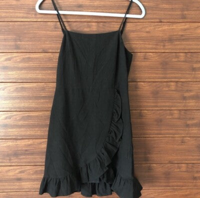 ASOS Wild Honey Black Ruffle Mini Dress Size Small