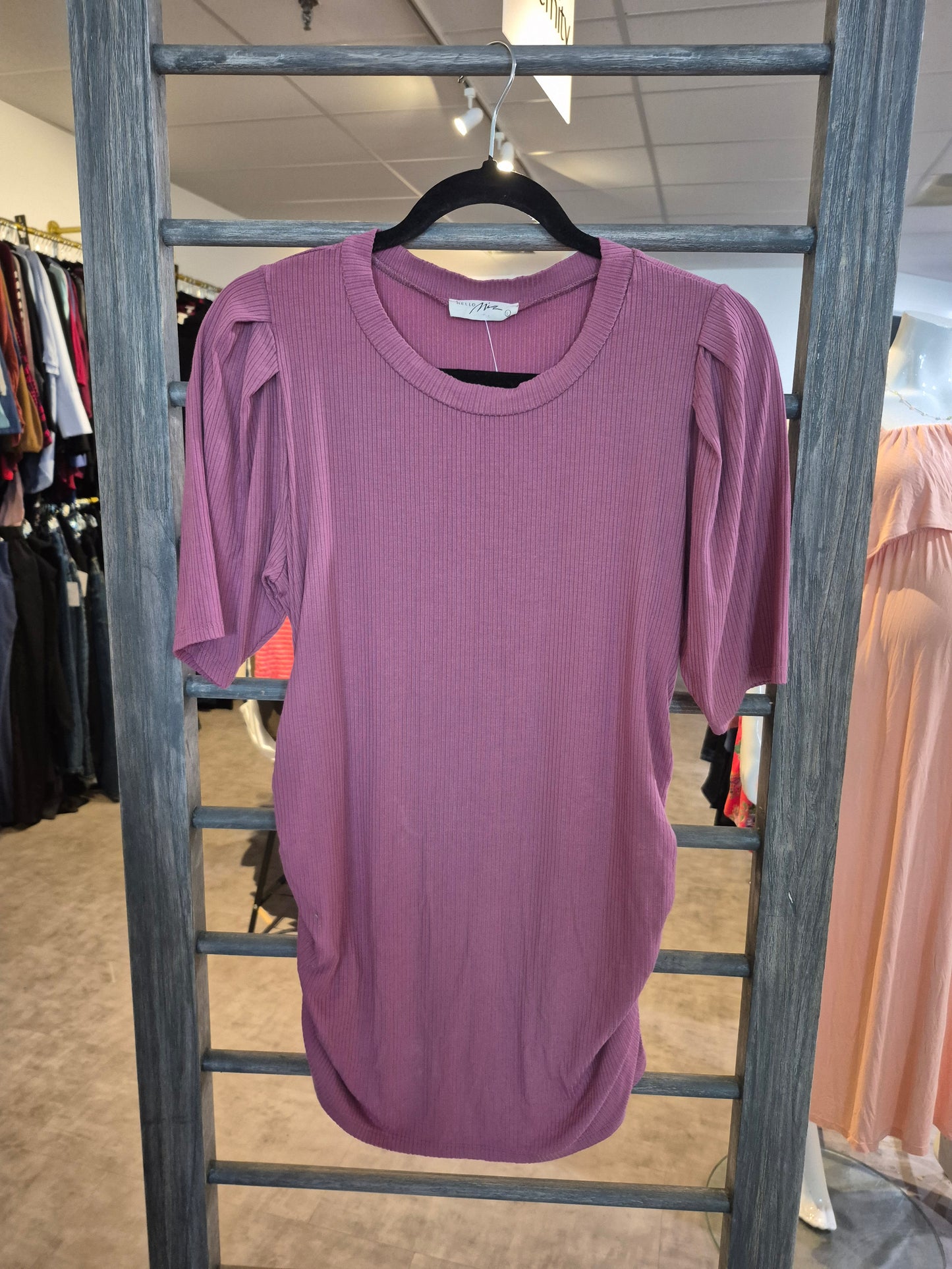 Hello Miz Ribbed Maternity Tunic Dark Rose Size Large