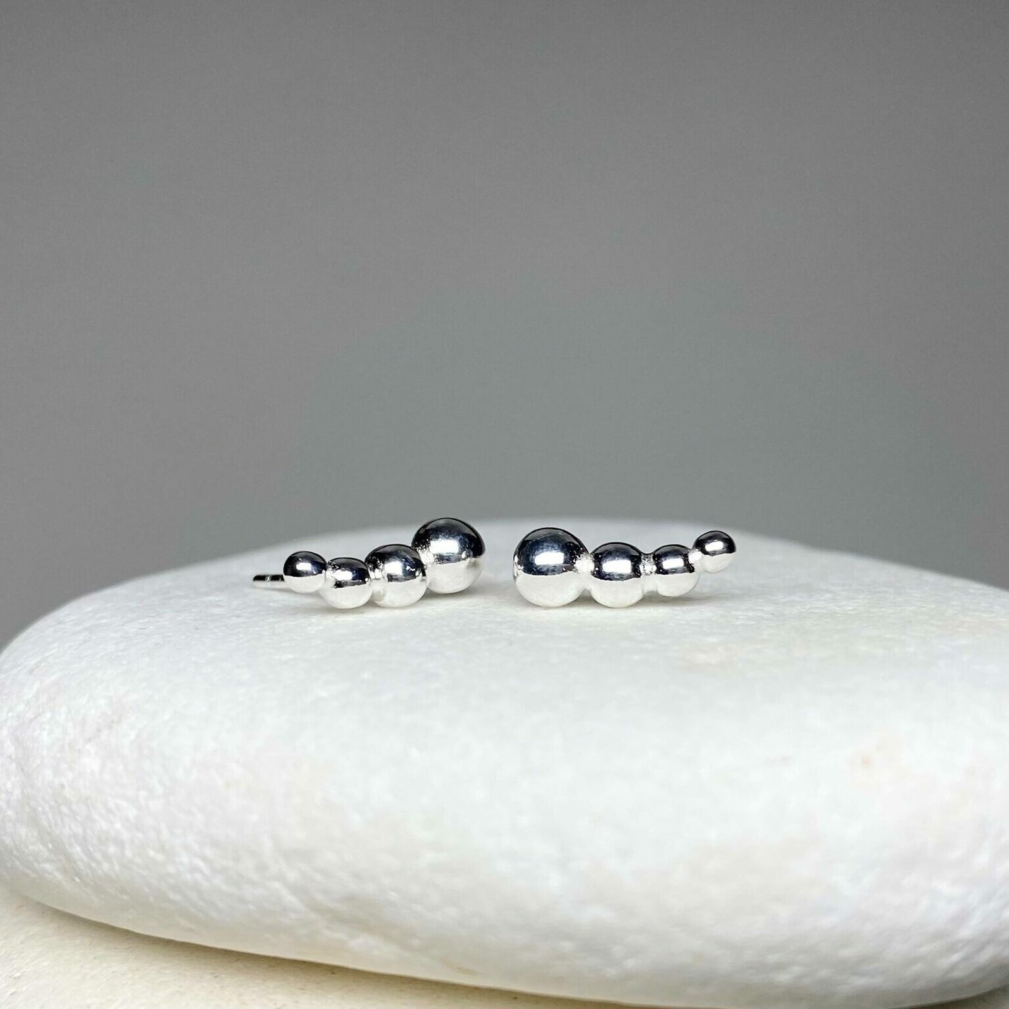 Beaded Crawler Studs Earrings Sterling Silver .925
