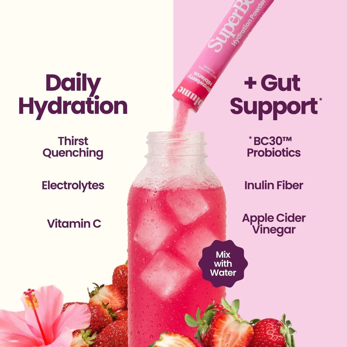 Blume Superbelly Strawberry Hibiscus Hydration Powder