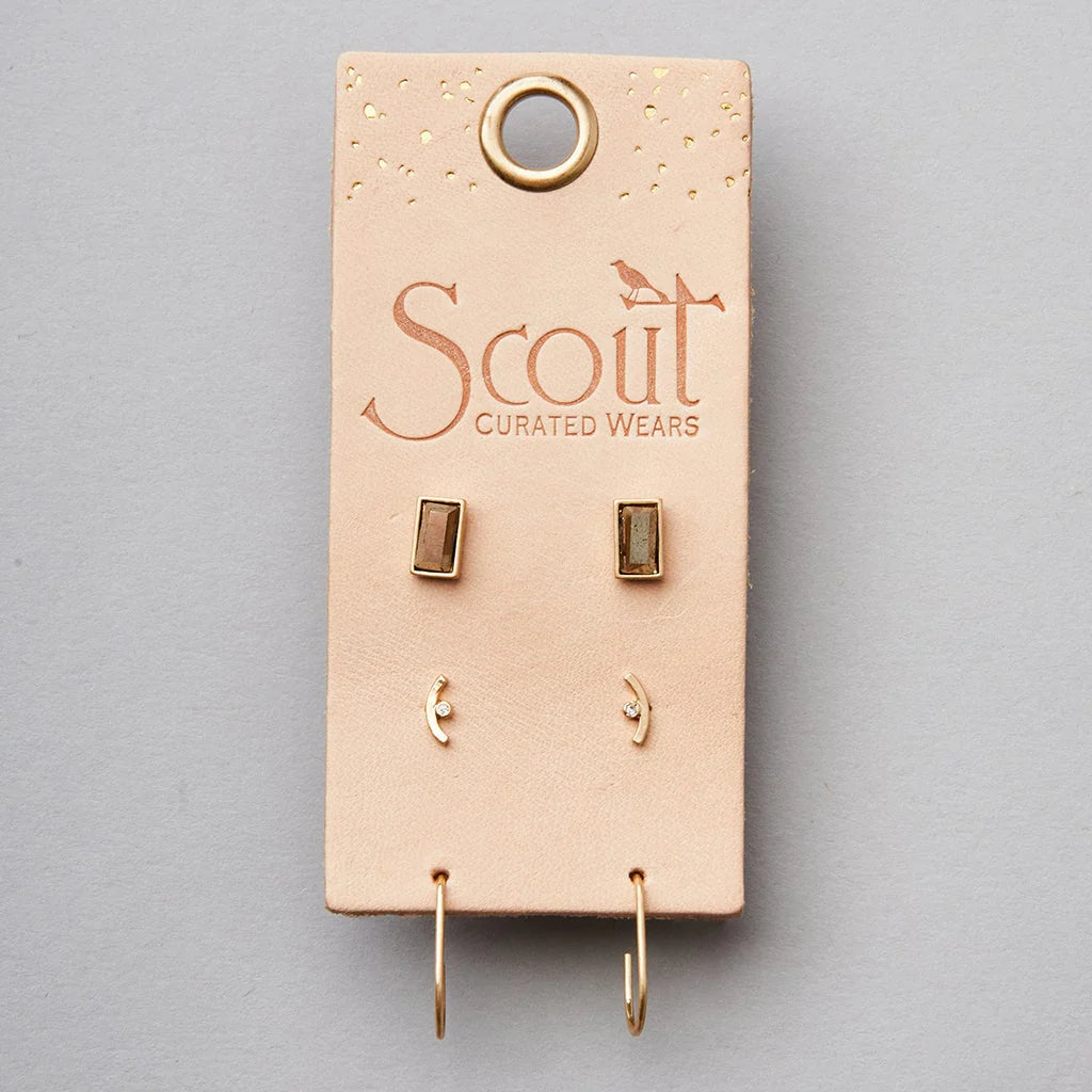 Courtney Stud Trio - Gold + Pyrite
