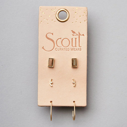 Courtney Stud Trio - Gold + Pyrite