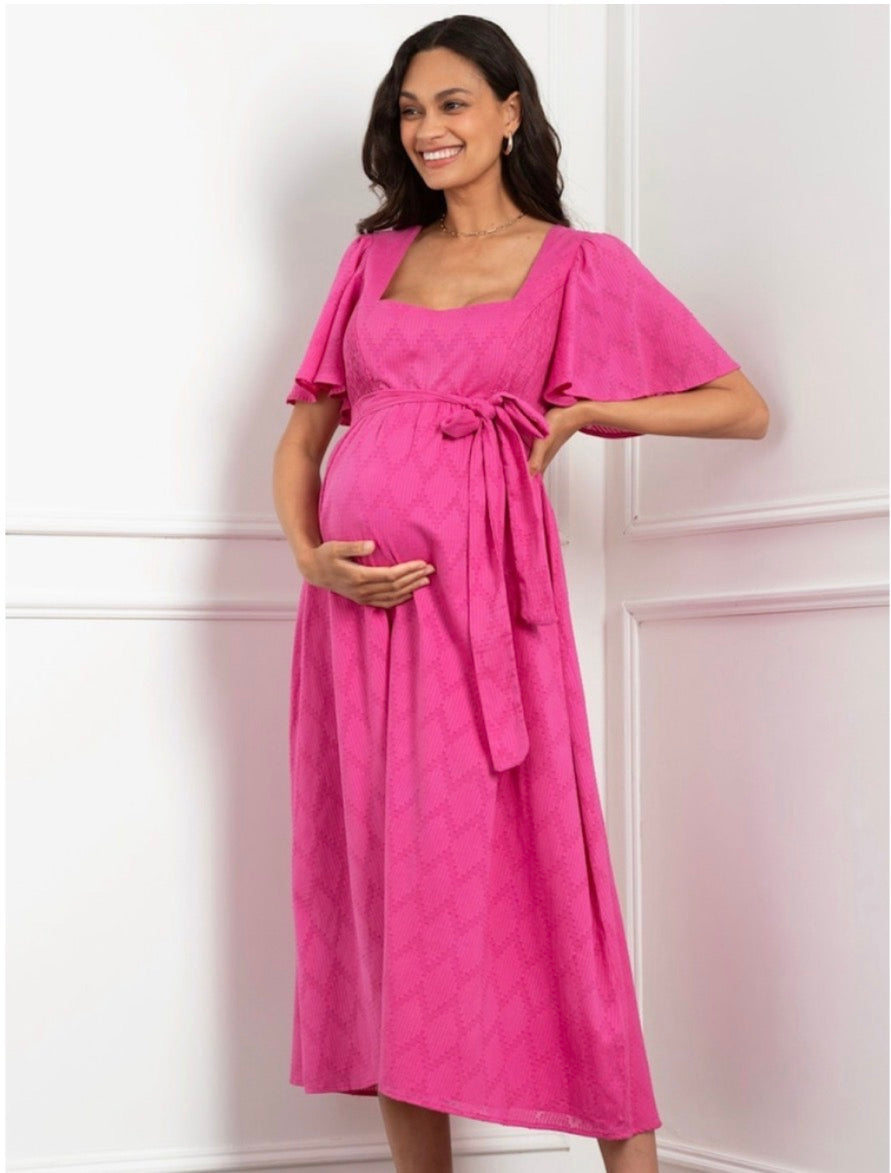 Seraphine Pink Broderie Maternity & Nursing Dress Sz 6