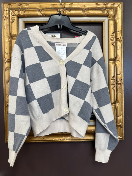 Checkered Cardigan Sz Med
