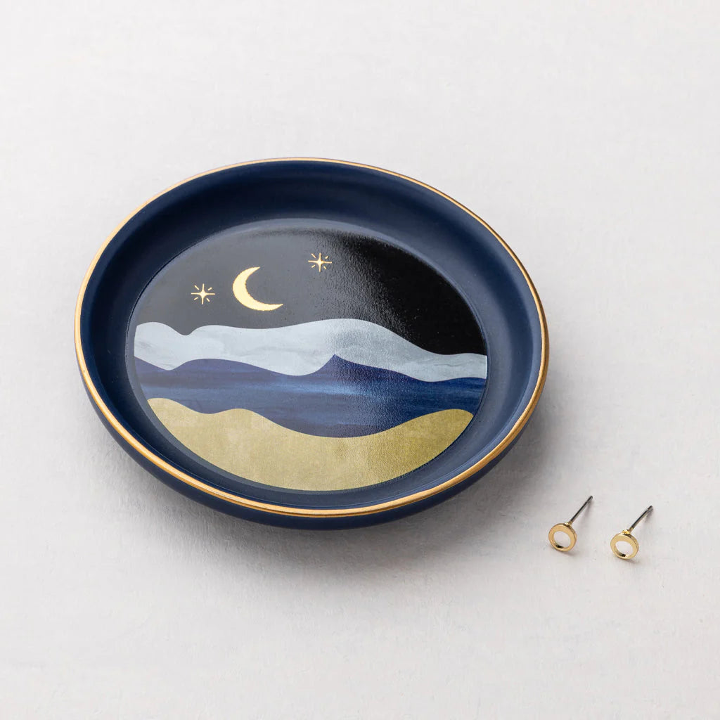 Jewelry Dish + Stud Earring Set - Moonlight Midnight Blue