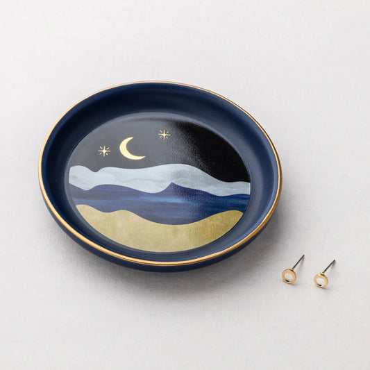 Jewelry Dish + Stud Earring Set - Moonlight Midnight Blue
