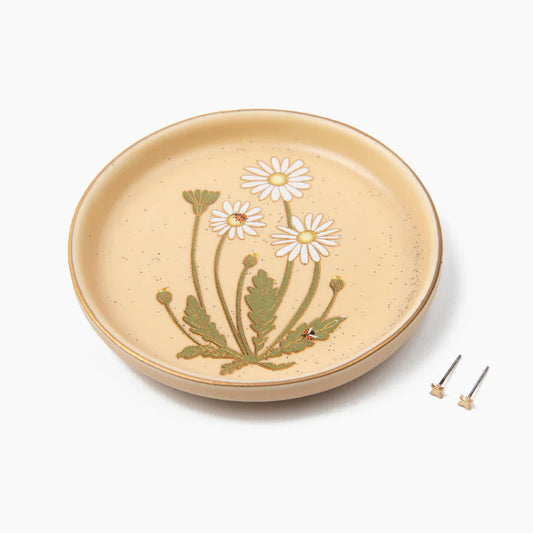 Jewelry Dish + Stud Earring Set - Daisy Vanilla