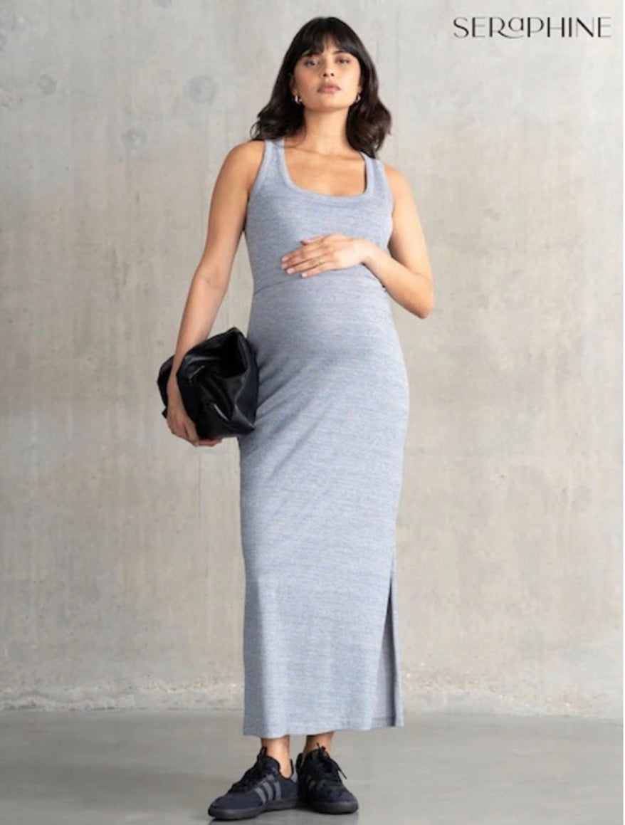 Seraphine Maternity Nursing Bodycon Dress Grey Stretch Size 8 and 16
