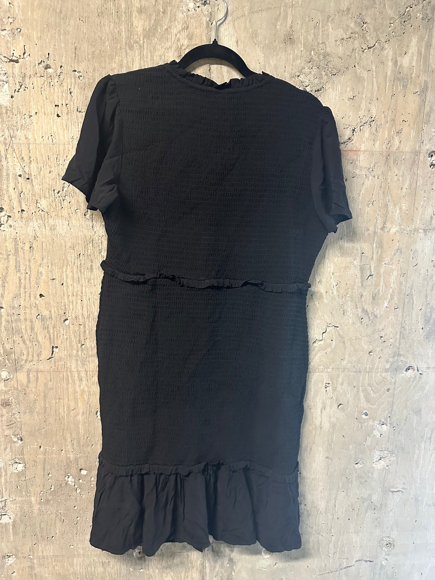 SERAPHINE Black Smocked Nursing Dress - Front Zip Access -  Sz 14