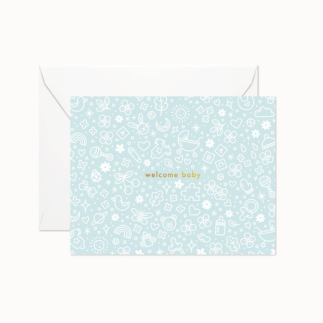 Linden Paper Co. - Welcome Baby Blue | Greeting Card