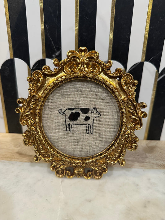 Needle & Fern Embroidered Cow