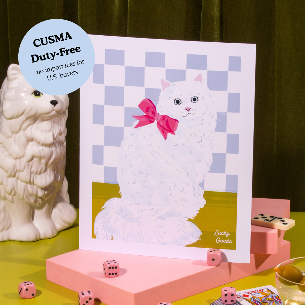 Lucky Goods Paper - Kitty with Bow Portrait Print: 5" x 7"