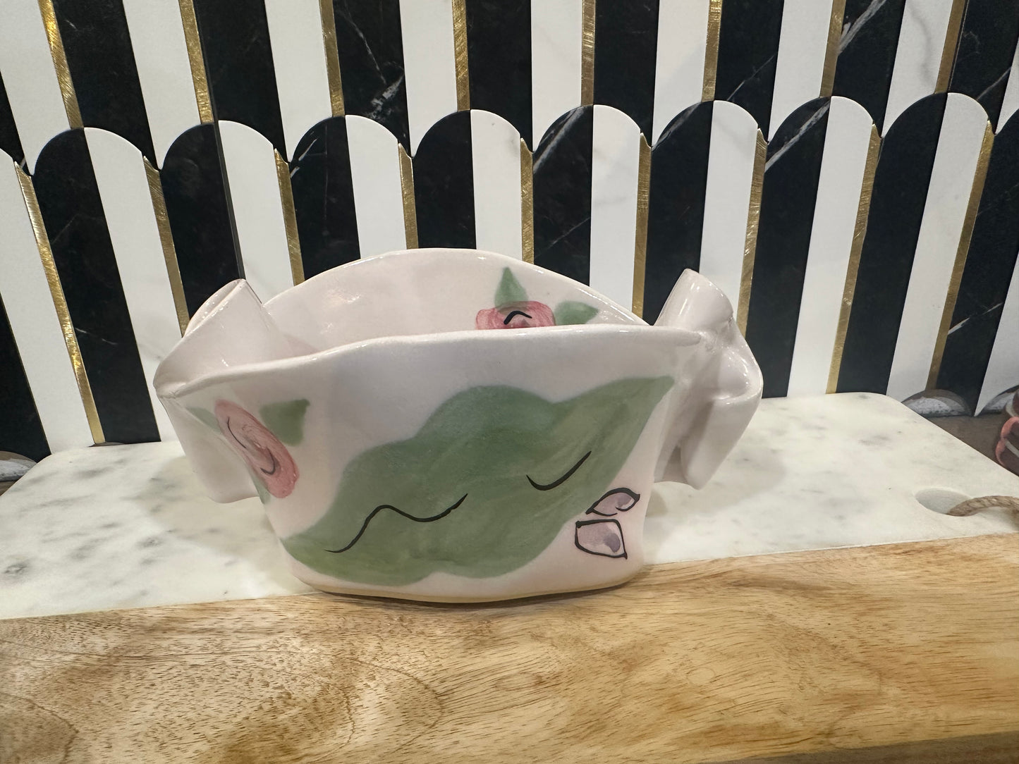 Pottery Bowl with Spoon Holders