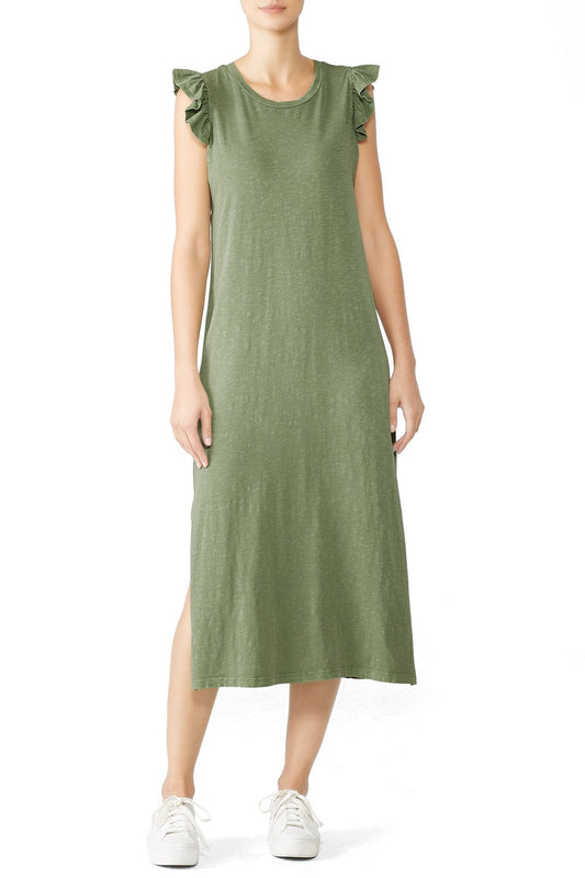 Anthropologie Sundry Ayana Flutter Cap Sleeve Midi Dress Sz Large