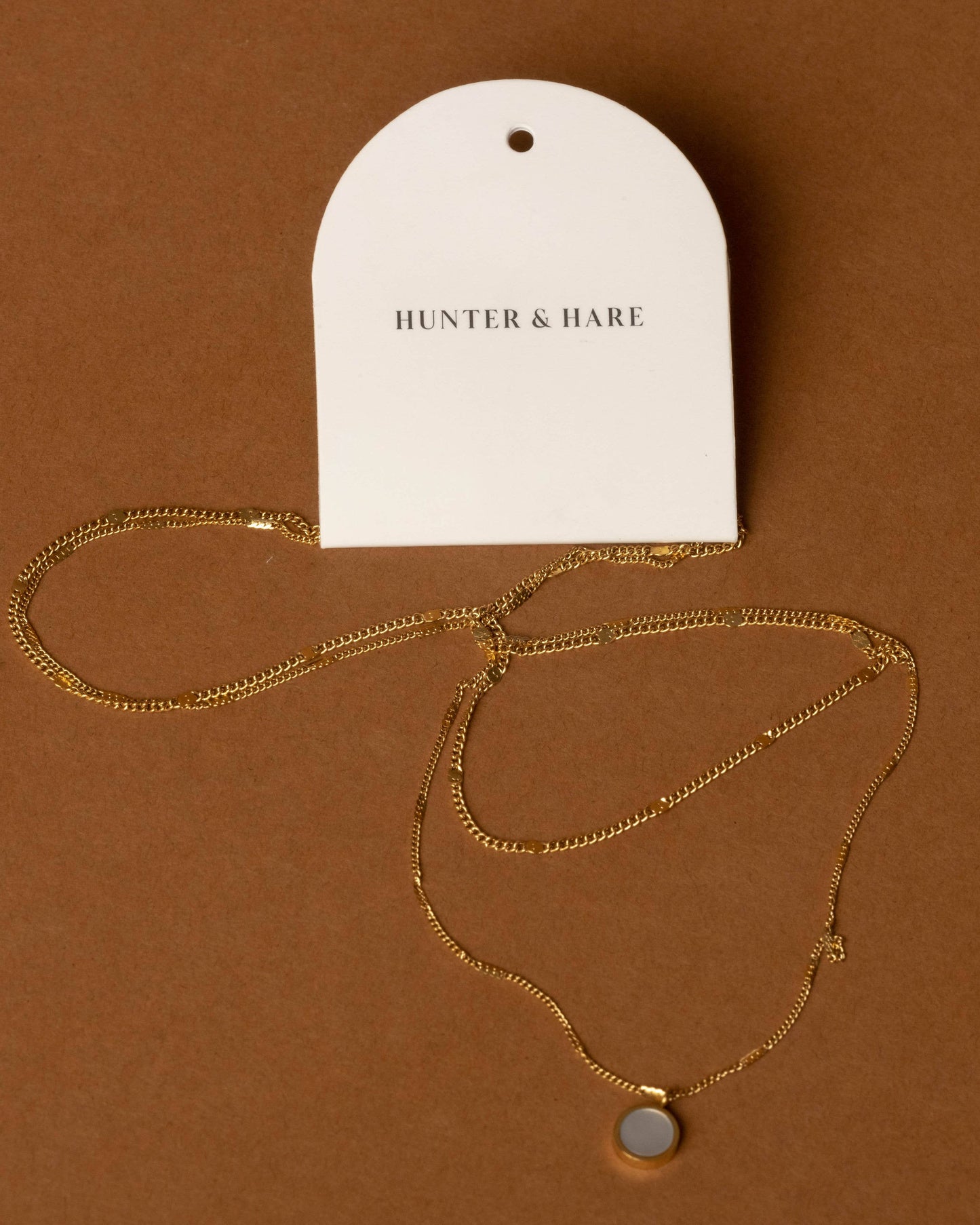 Hunter & Hare - Sara Dual Chain Opal Shell Pendant Necklace