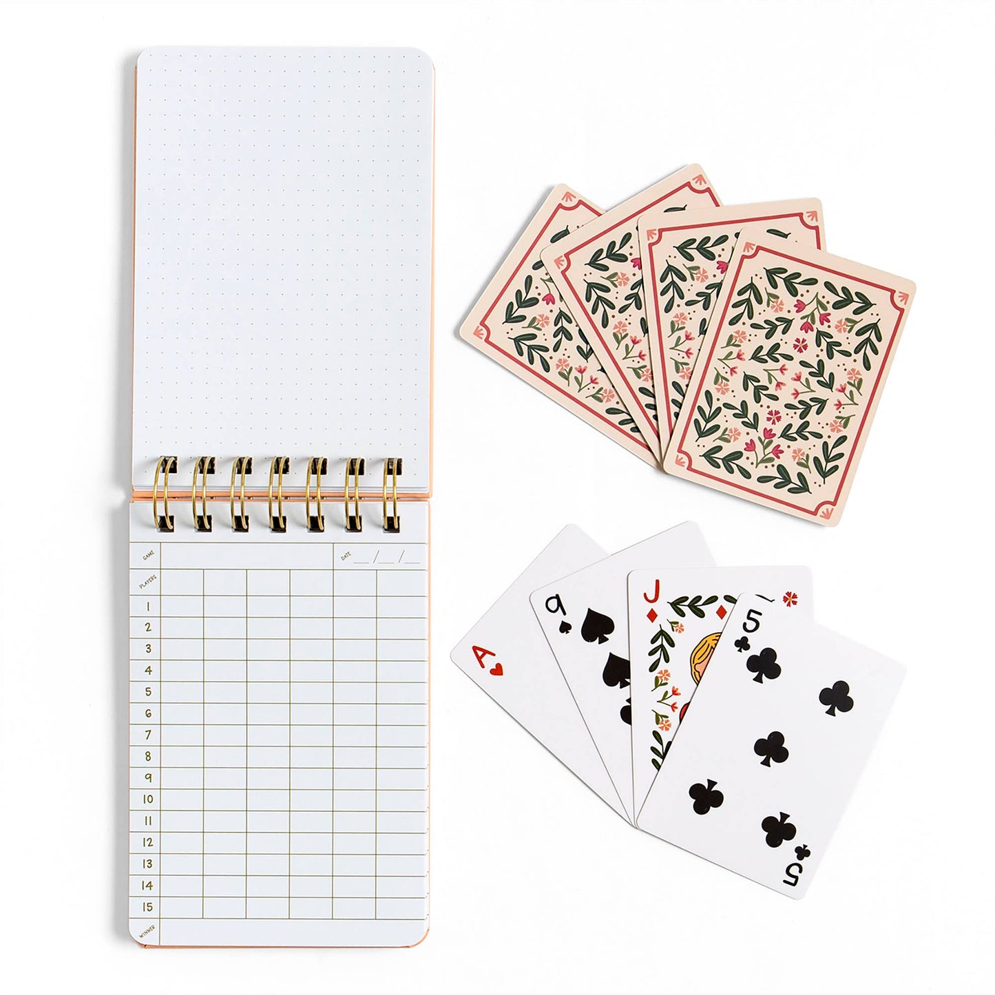 Pippi Post - Floral Game Night Set of Playing Cards & Notebook