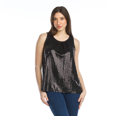 Papillon Sequin Pleated Stretch Top Black - Victoria's Attic