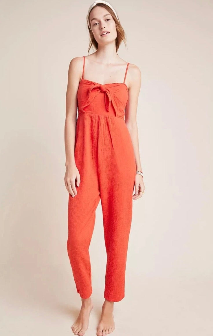 Anthropologie Front Tie Jumpsuit Sz Small