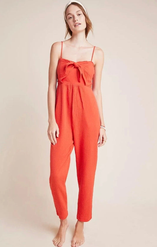 Anthropologie Front Tie Jumpsuit Sz Small