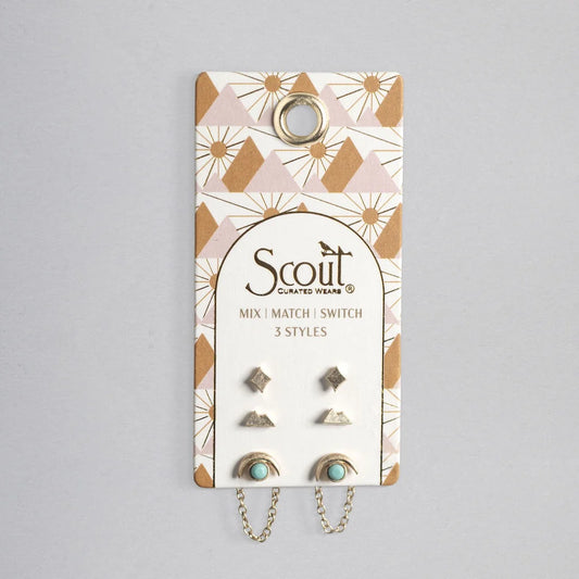 Stud Trio Ear Jacket Set - Gold Mountain Turquoise