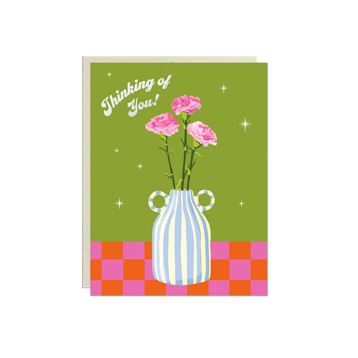 Lucky Goods Paper - Thinking of You! Flowers in Vase – Foil Greeting Card