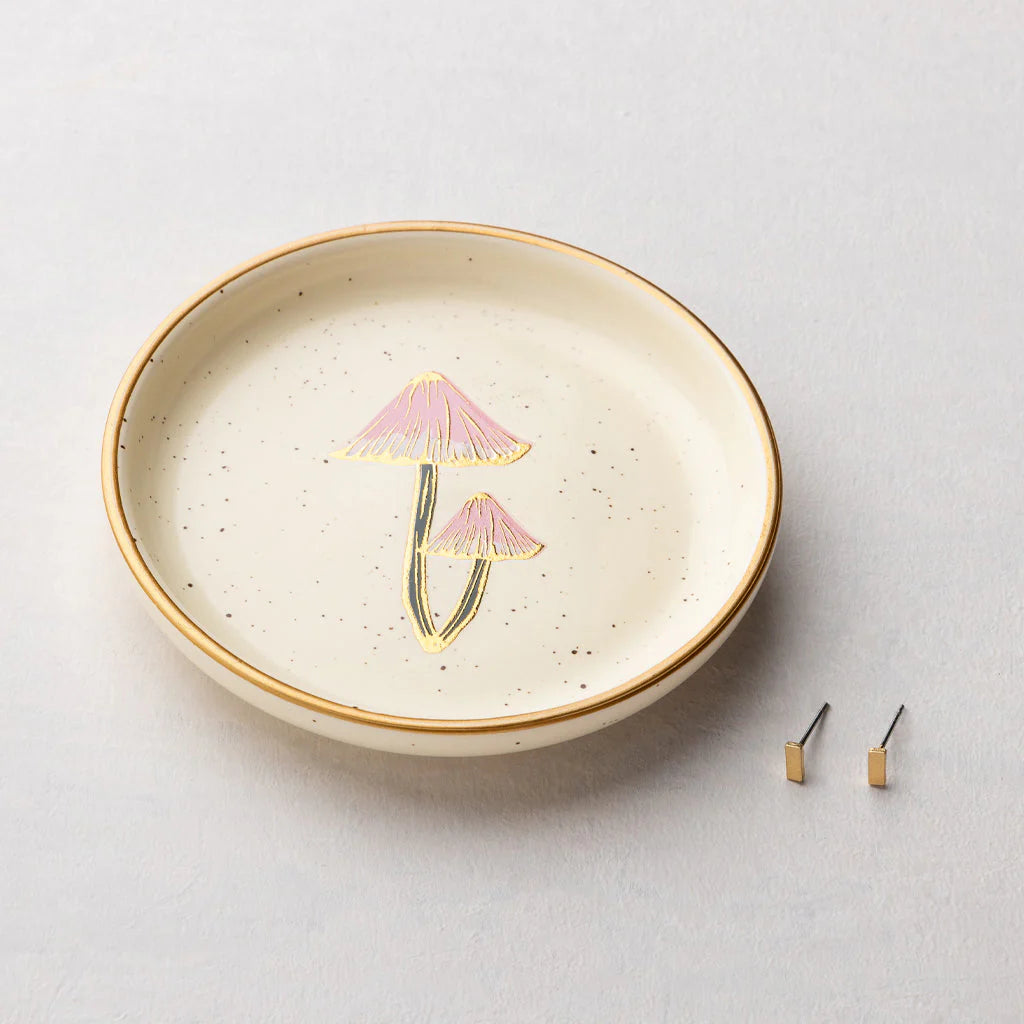 Jewelry Dish + Stud Earring Set - Mushroom Oatmeal
