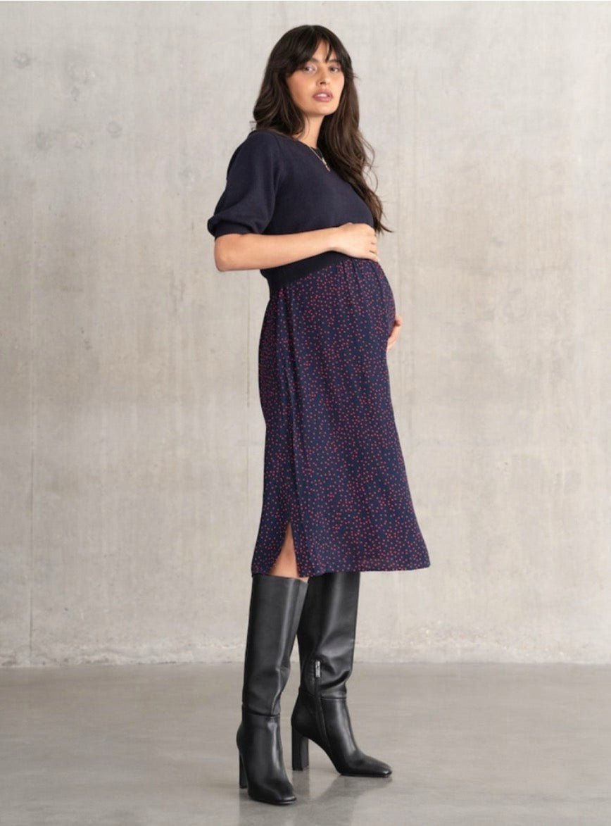 Seraphine Navy Knit Sweater Dress Nursing Maternity & Postpartum - Size 12