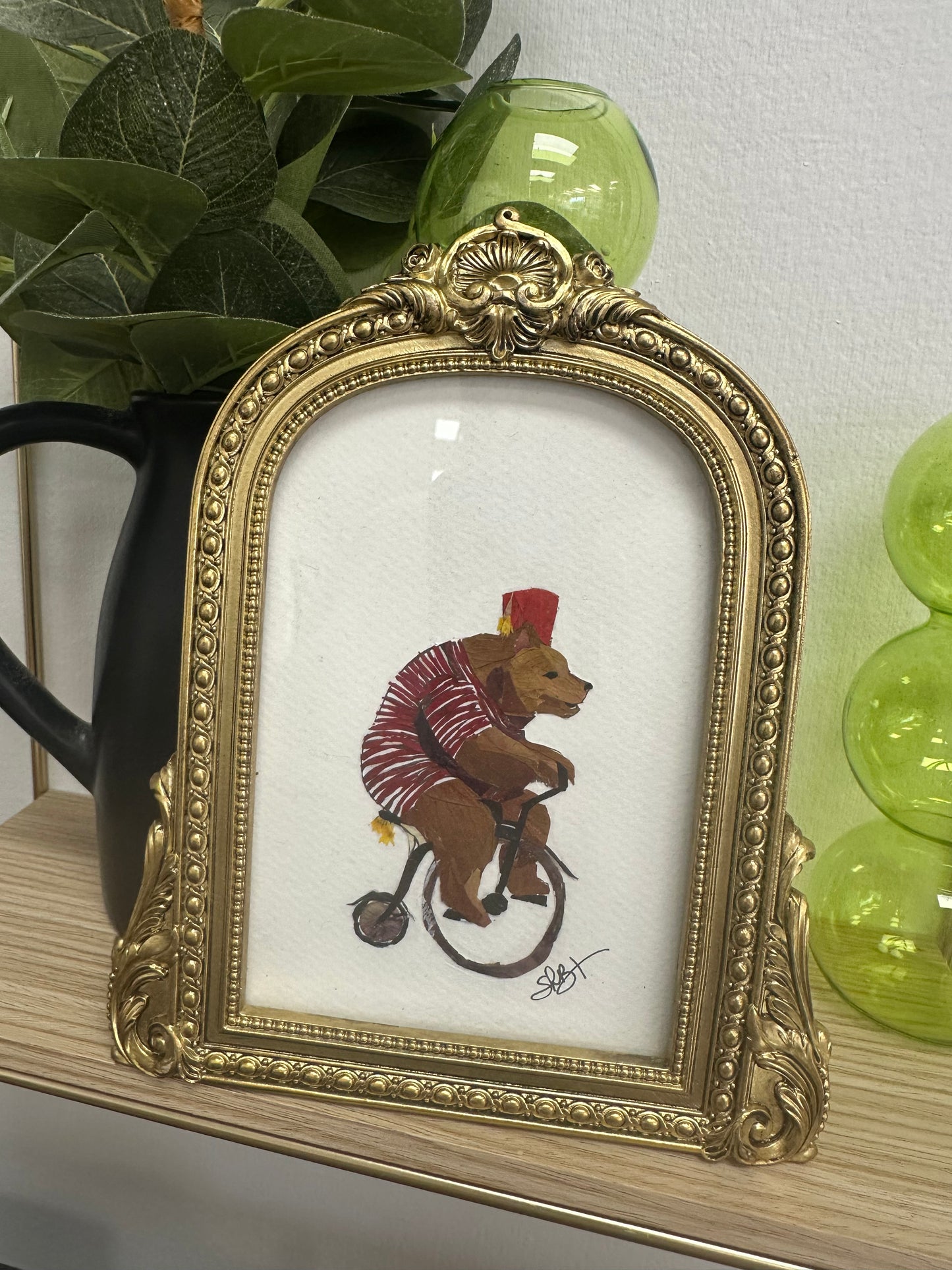 Floral Garden Art - Bear on Bike