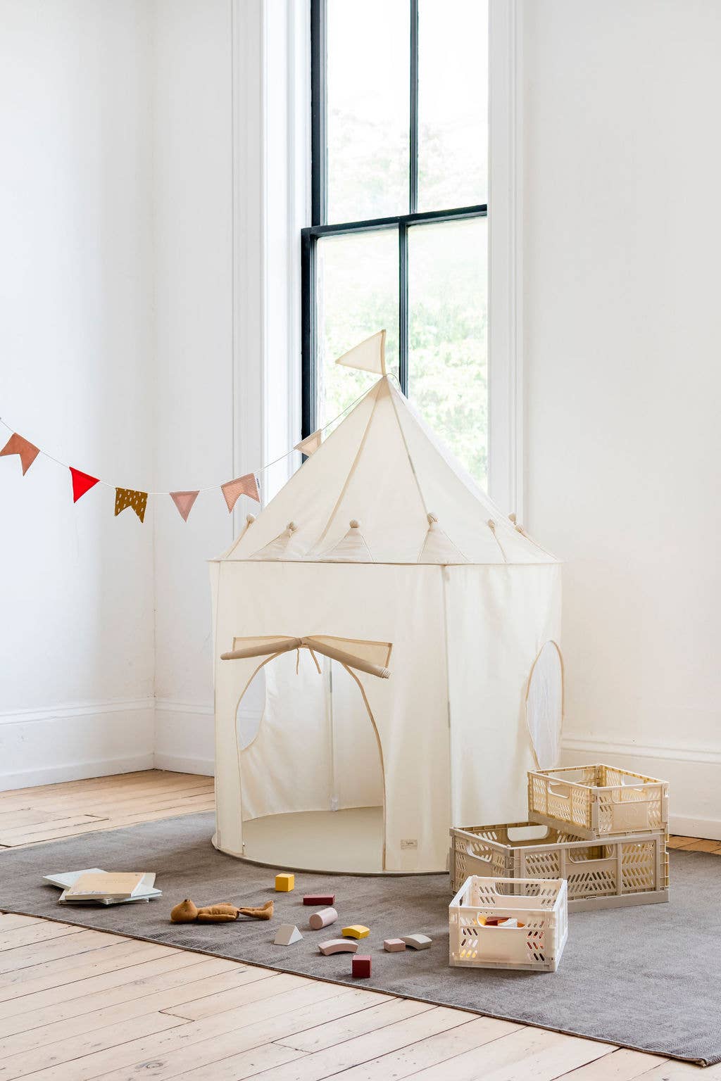 3 Sprouts - Recycled Fabric Play Tent Castle - Solid Colours: Beige