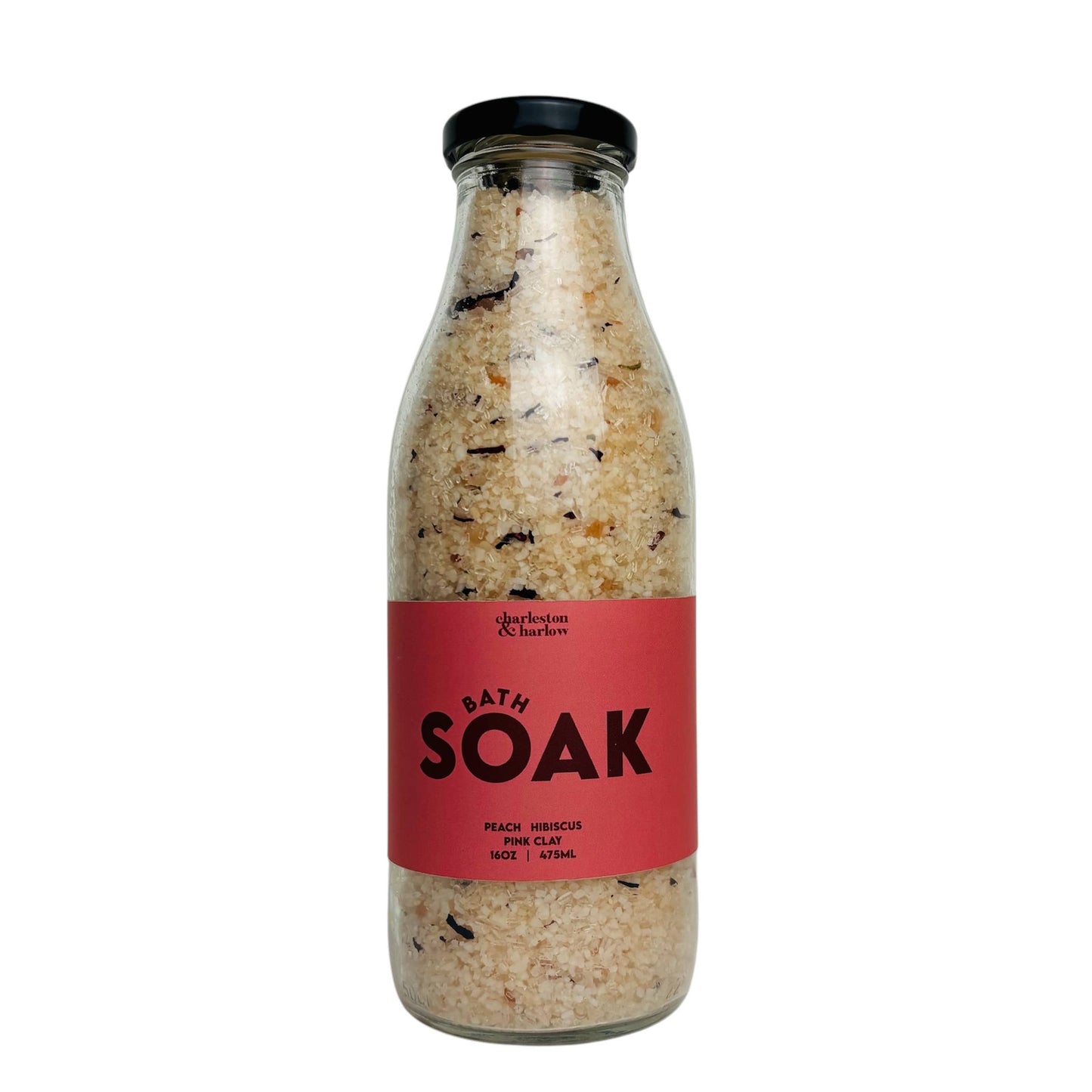 Charleston & Harlow Candle Co. - Bath Salt Soak - Peach + Hibiscus + Pink Clay: 8 oz