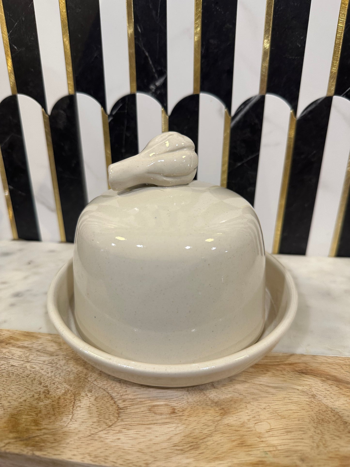 Butter Dish with Garlic on Top