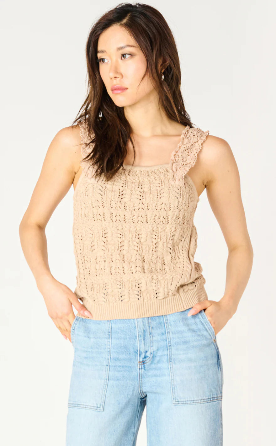 Dex Ruffle Trim Sweater Sz L