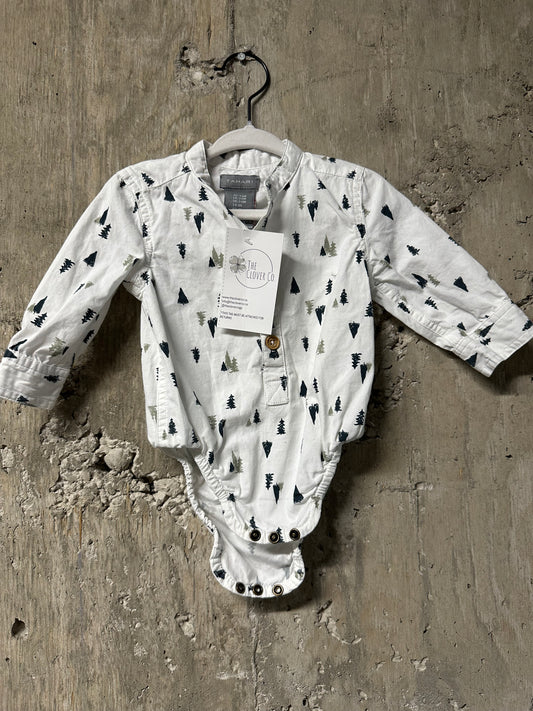 Tree Dress Shirt Onesie Sz 3/6m