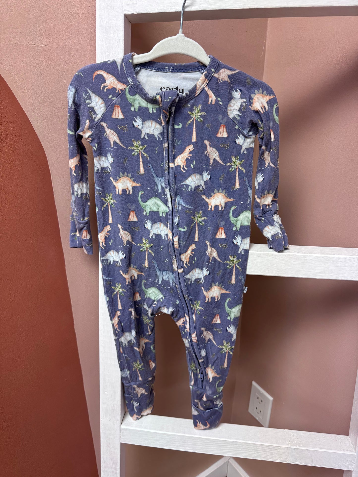 Early Grey Dinosaur Sleeper - Size 3/6 Months