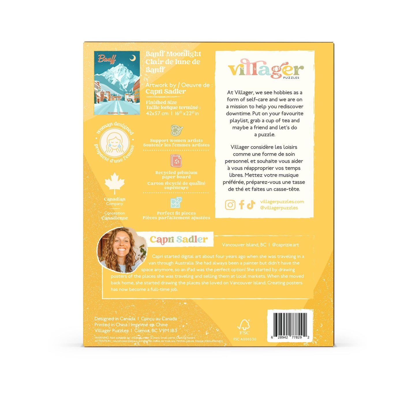 Villager Puzzles - Banff Moonlight | 500-Piece Puzzle | Designed in Canada