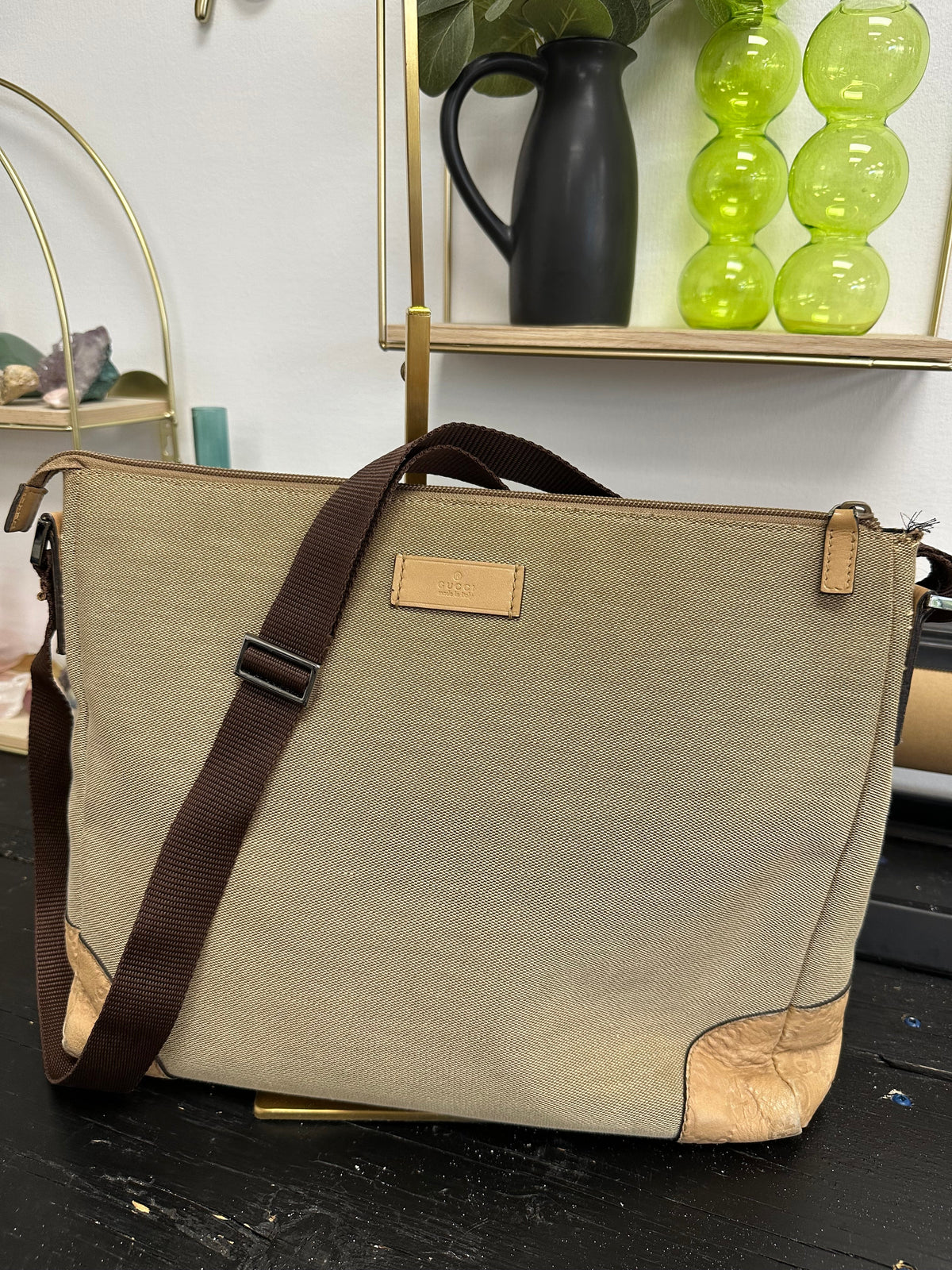 Gucci Canvas and Leather Crossbody Bag