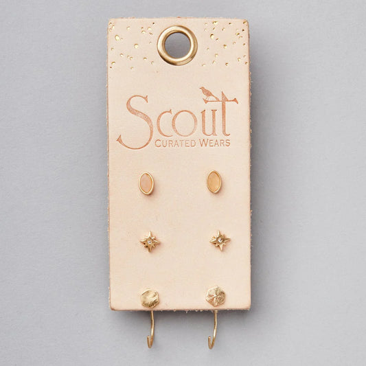 Gabby Stud Trio - Gold + Sunstone