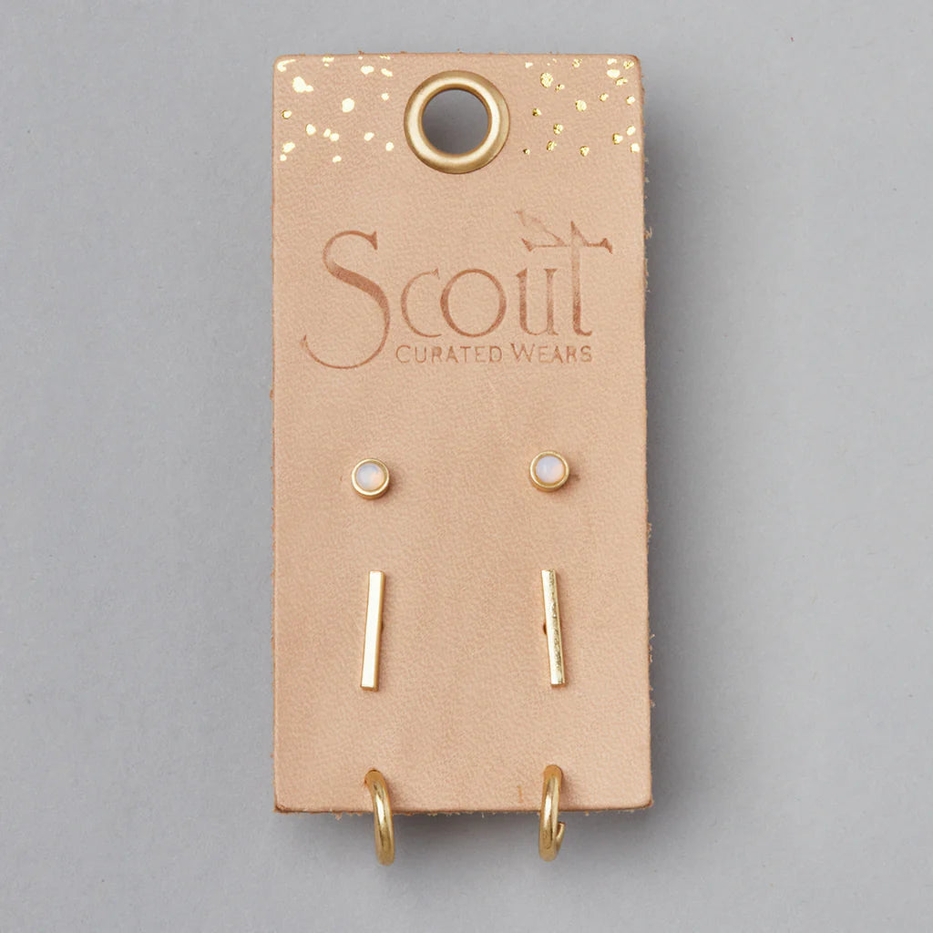 Scarlett Stud Trio - Gold + Opalite