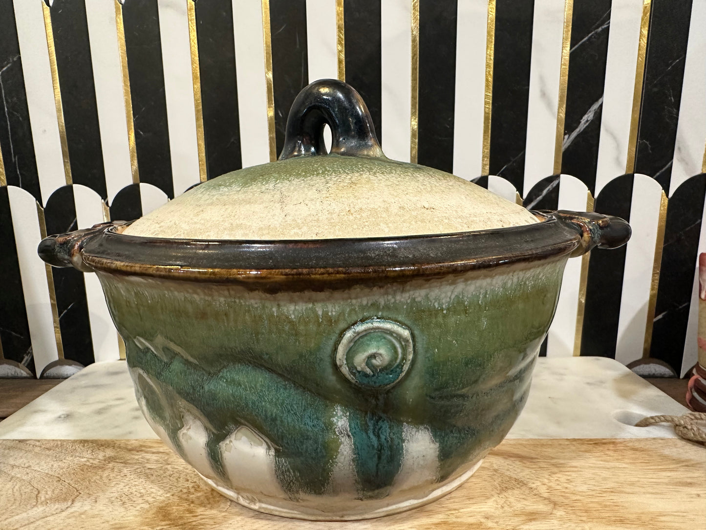 Ornate Pottery Casserole Dish