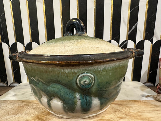 Ornate Pottery Casserole Dish