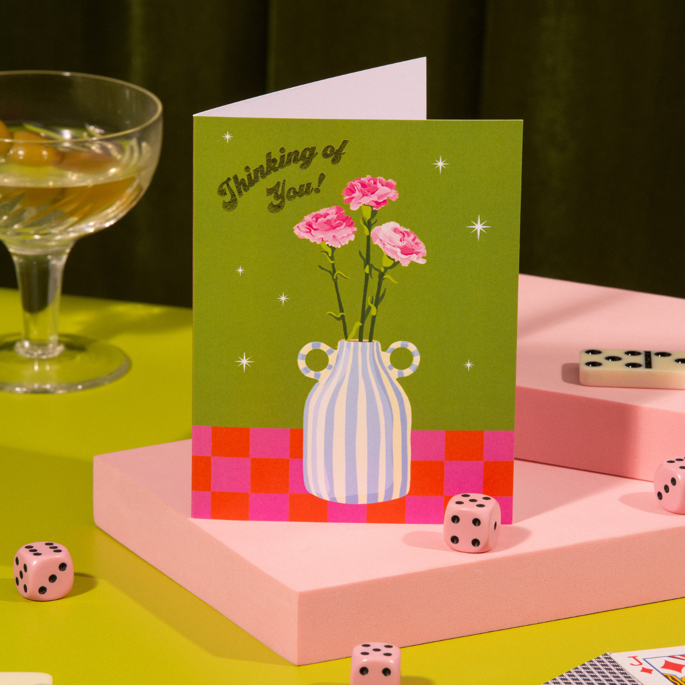 Lucky Goods Paper - Thinking of You! Flowers in Vase – Foil Greeting Card