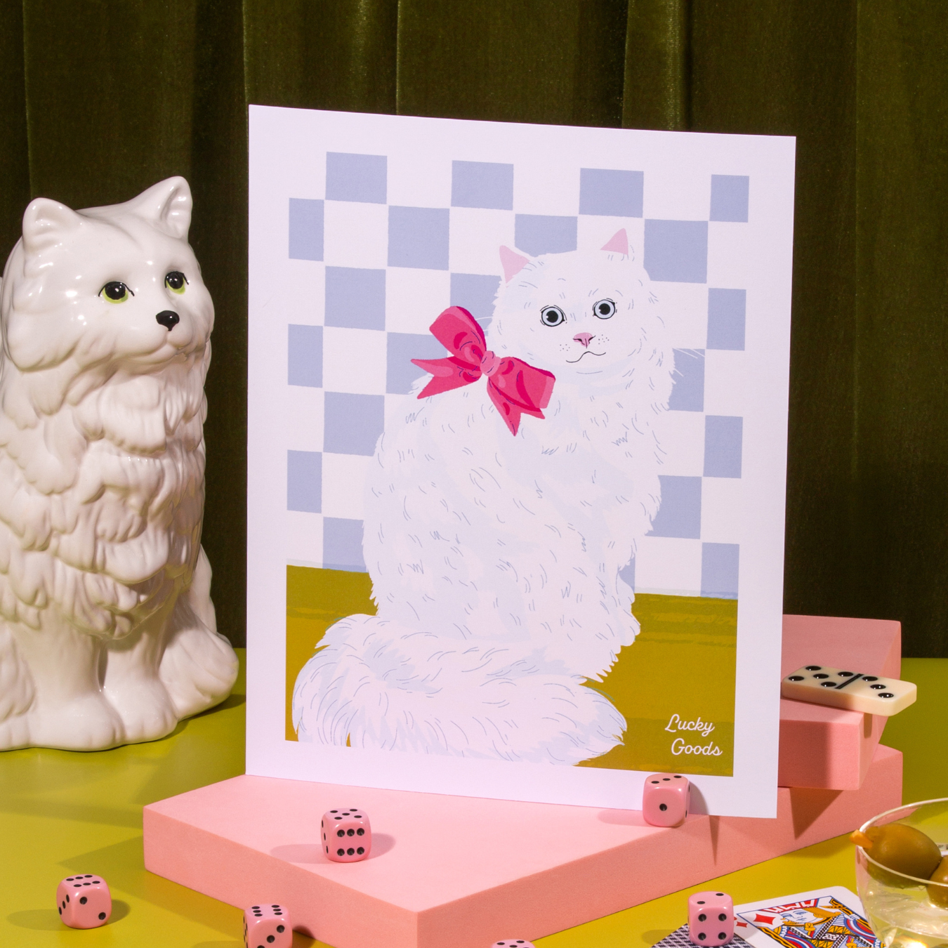 Lucky Goods Paper - Kitty with Bow Portrait Print: 5" x 7"