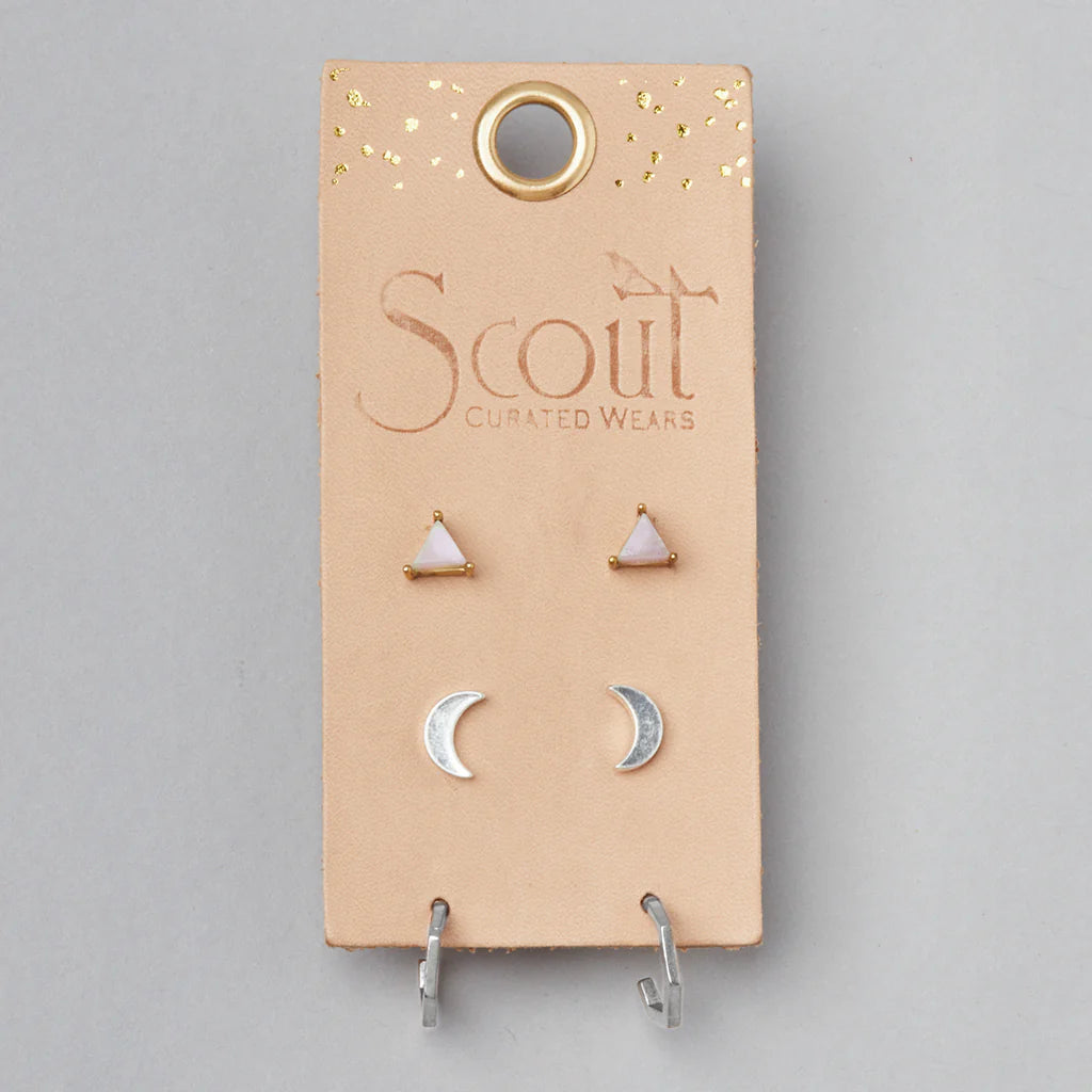 Ella Stud Trio - Silver + Rose Quartz