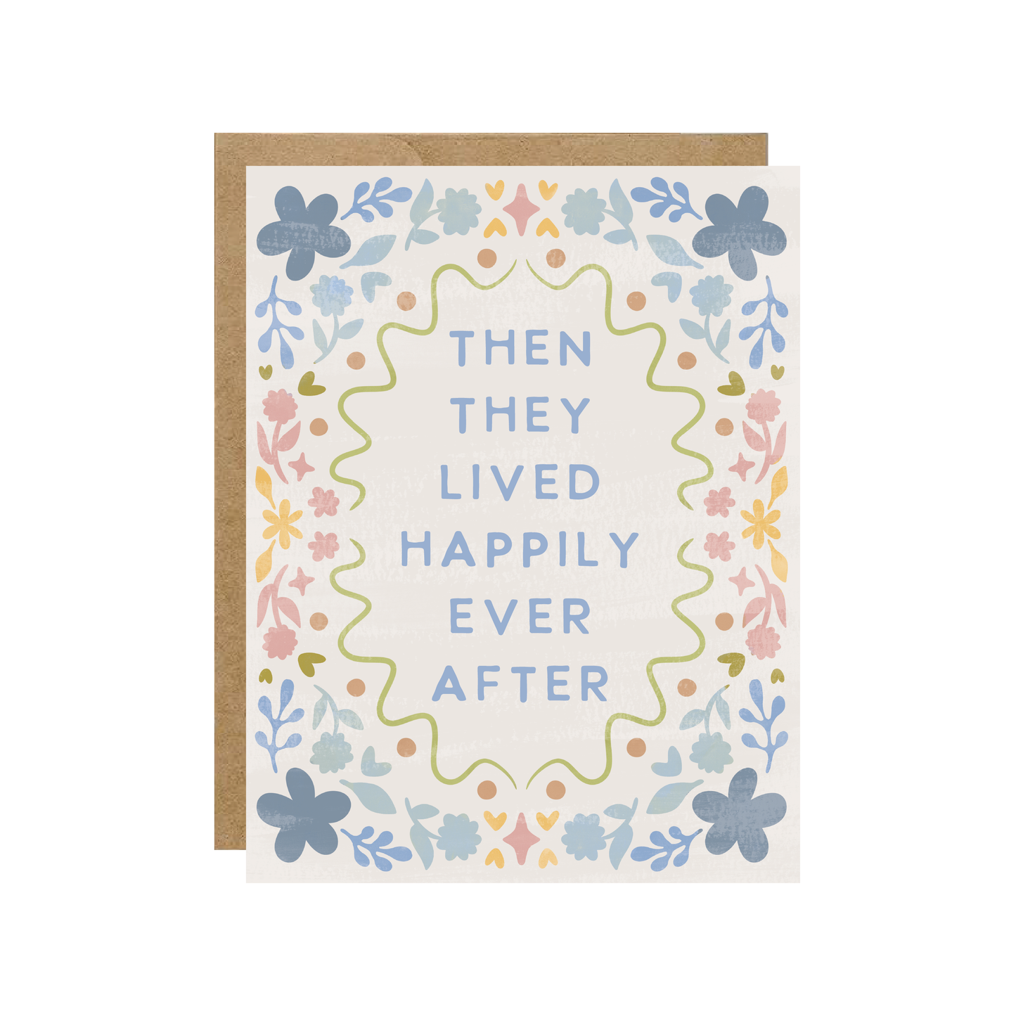 Simple Whimsy - Happily Ever After  - Storybook Floral Folk Wedding Card