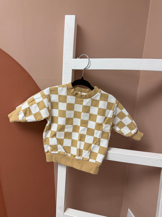 Poppy & Co Checkered Crewneck - Size 3/6 Months