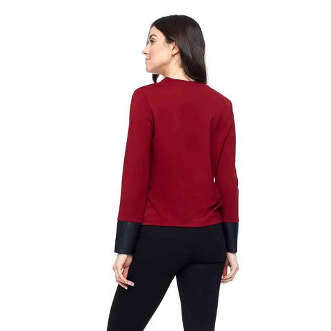 ILTM Tallulah Pleather Cuff Top Cabernet - Victoria's Attic