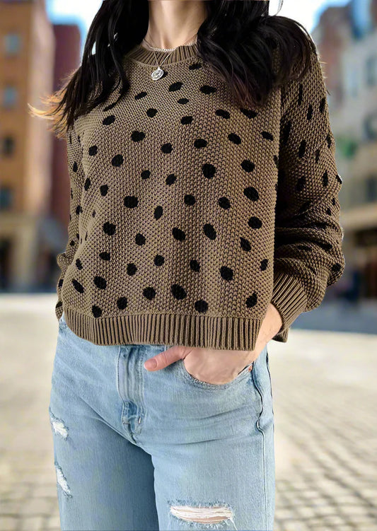 Jackson Rowe Chukar Polka Dot Basil Sweater Sz S